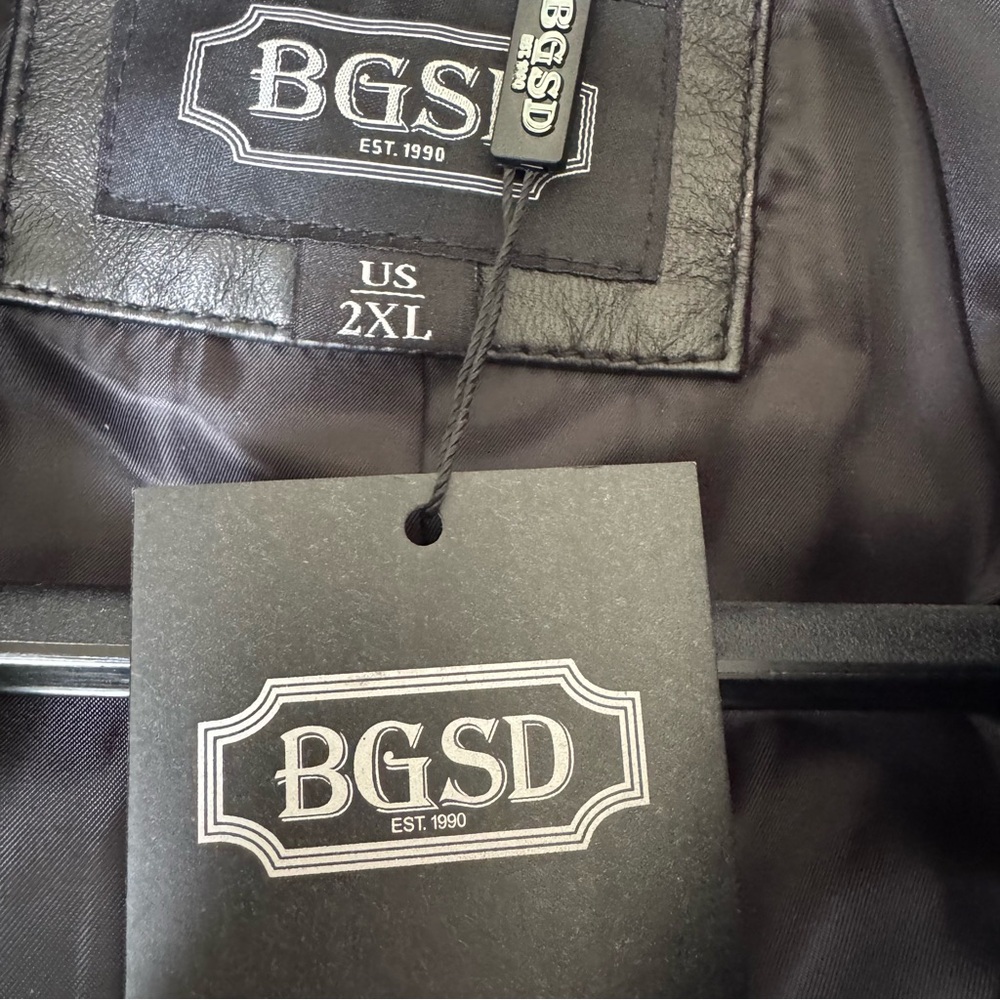 BGSD Men's Black Genuine Leather Blazer Jacket Size 2XL NWT - Picture 4 of 10